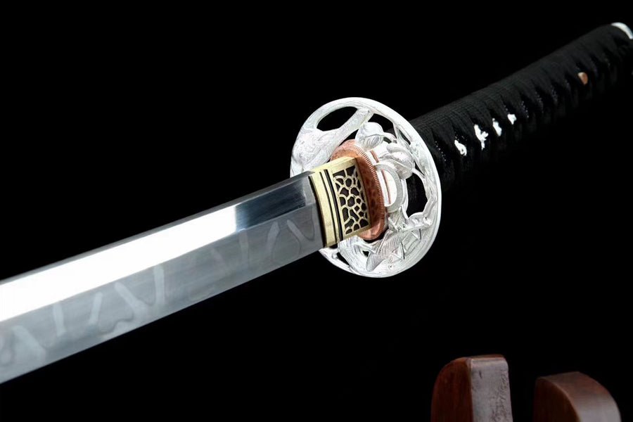 Katana Meishao T10 Clay Tempered Silver Tsuba 梅梢 | KatanaSwordArt Katana For Sale 2025