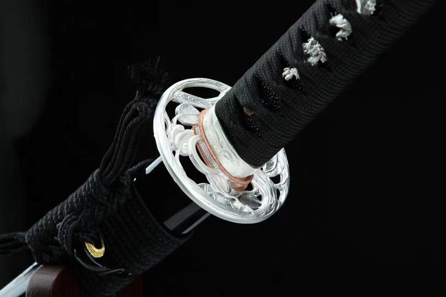 Katana Meishao T10 Clay Tempered Silver Tsuba 梅梢 | KatanaSwordArt Katana For Sale 2025