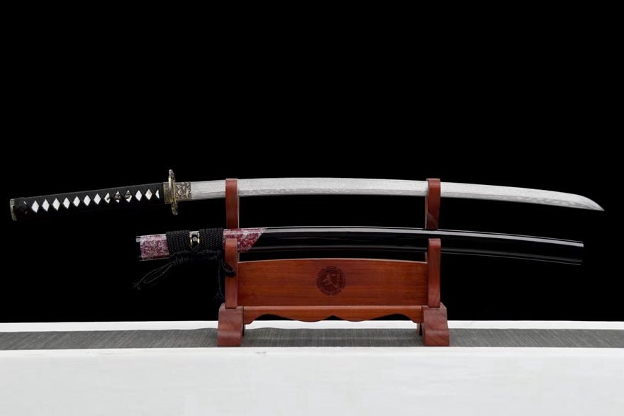 Katana Peony Damascus Folded Steel Black Saya 牡丹 | KatanaSwordArt Katana For Sale 2025