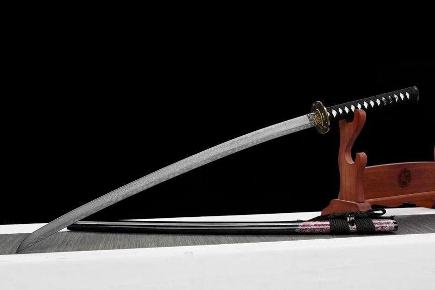 Katana Peony Damascus Folded Steel Black Saya 牡丹 | KatanaSwordArt Katana For Sale 2025