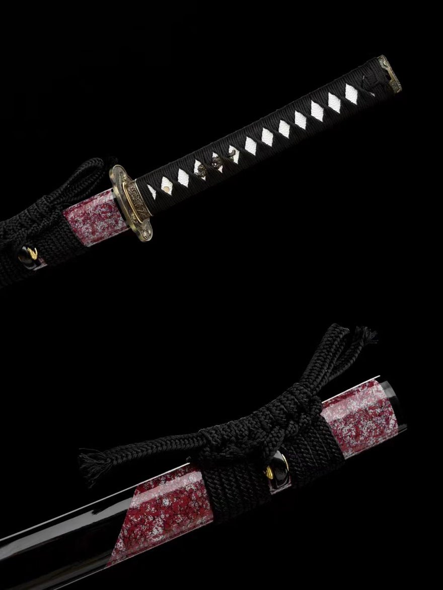 Katana Peony Damascus Folded Steel Black Saya 牡丹 | KatanaSwordArt Katana For Sale 2025