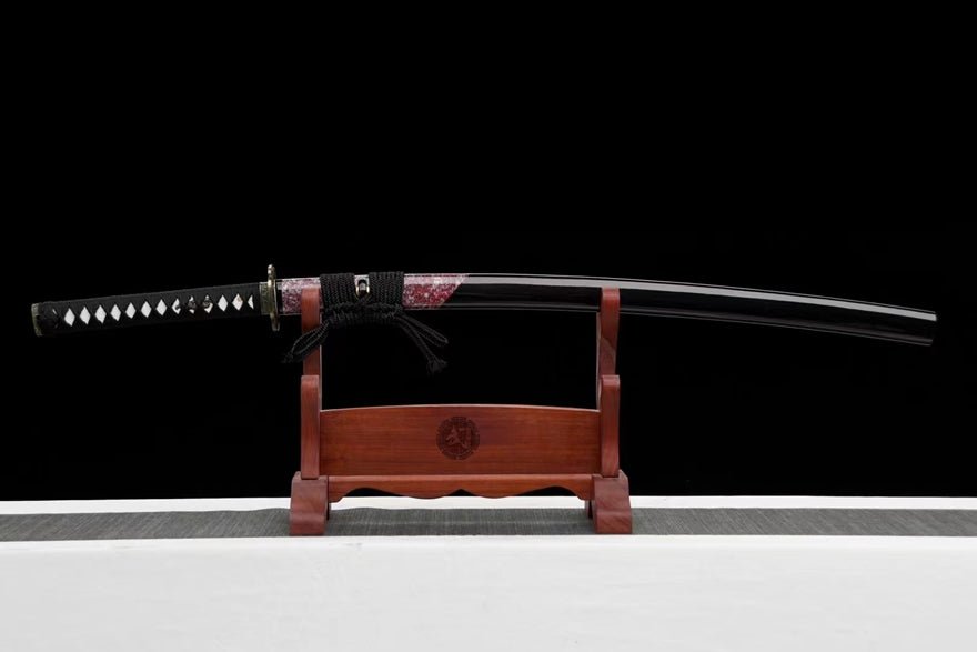 Katana Peony Damascus Folded Steel Black Saya 牡丹 | KatanaSwordArt Katana For Sale 2025