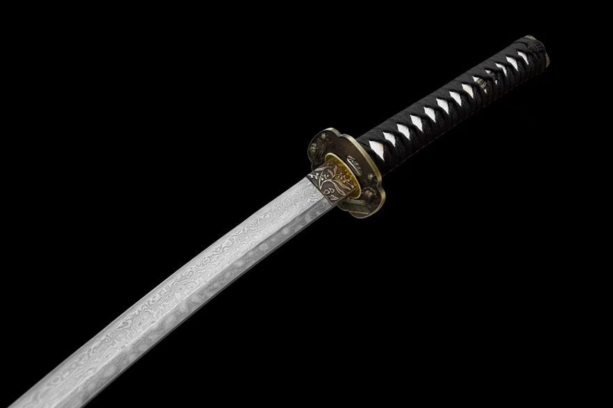 Katana Peony Damascus Folded Steel Black Saya 牡丹 | KatanaSwordArt Katana For Sale 2025