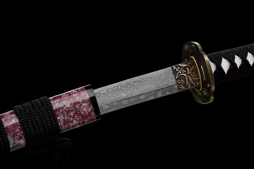 Katana Peony Damascus Folded Steel Black Saya 牡丹 | KatanaSwordArt Katana For Sale 2025