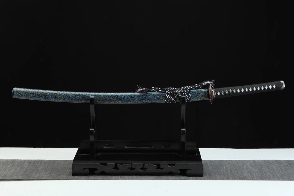 Katana Plum Blossom Blue Flame Damascus Folded Blade 藍梅 | KatanaSwordArt Katana For Sale 2025
