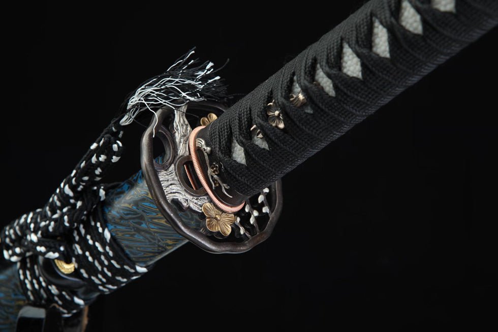 Katana Plum Blossom Blue Flame Damascus Folded Blade 藍梅 | KatanaSwordArt Katana For Sale 2025