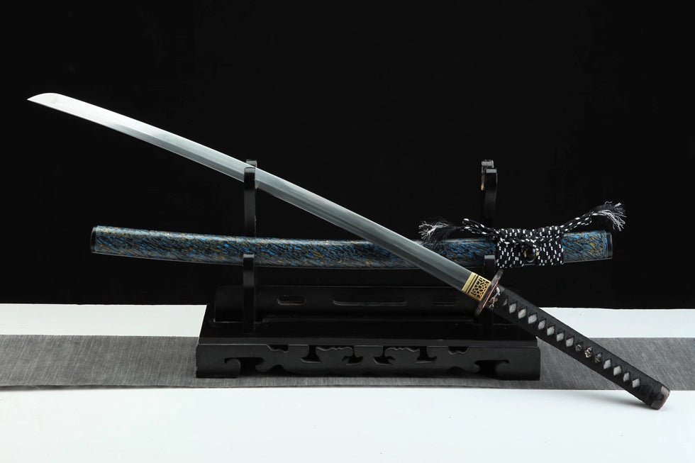 Katana Plum Blossom Blue Flame Damascus Folded Blade 藍梅 | KatanaSwordArt Katana For Sale 2025