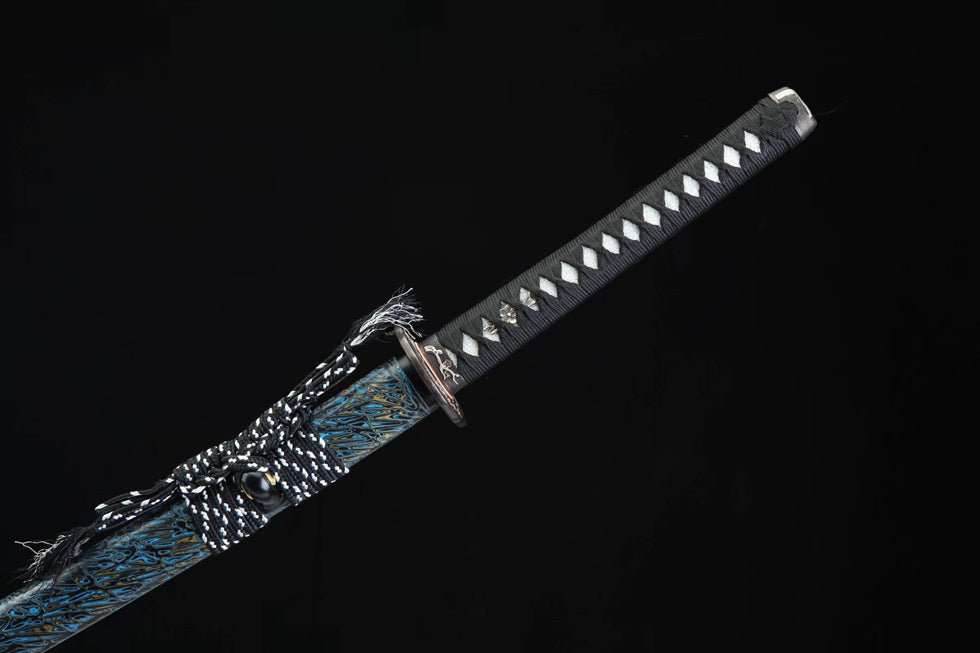 Katana Plum Blossom Blue Flame Damascus Folded Blade 藍梅 | KatanaSwordArt Katana For Sale 2025