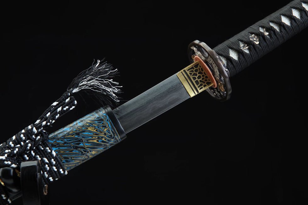 Katana Plum Blossom Blue Flame Damascus Folded Blade 藍梅 | KatanaSwordArt Katana For Sale 2025