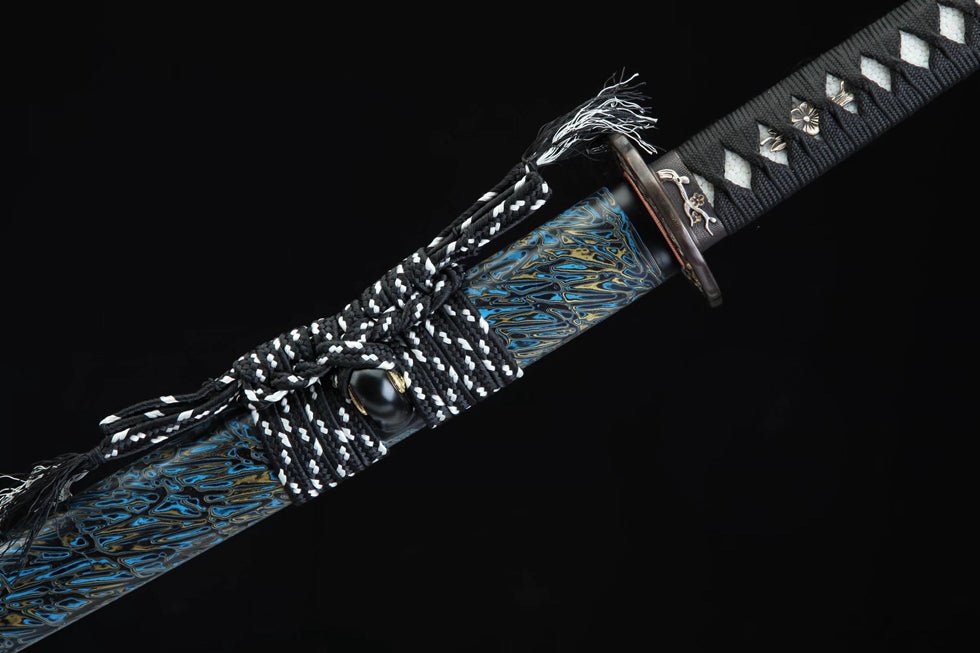 Katana Plum Blossom Blue Flame Damascus Folded Blade 藍梅 | KatanaSwordArt Katana For Sale 2025