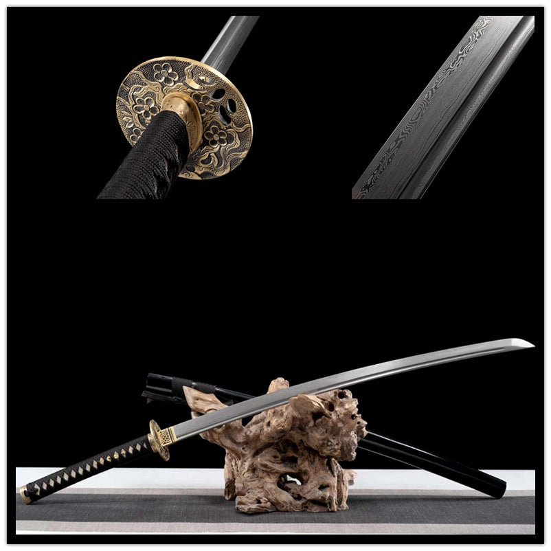 Katana Pofeng Damascus Folded Black Saya 破風 | KatanaSwordArt Katana For Sale 2025