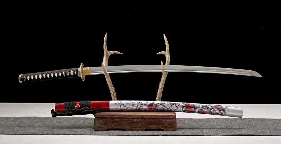 Katana Red Rose T10 Clay Tempered Steel Red Saya 紅枚 | KatanaSwordArt Katana For Sale 2025