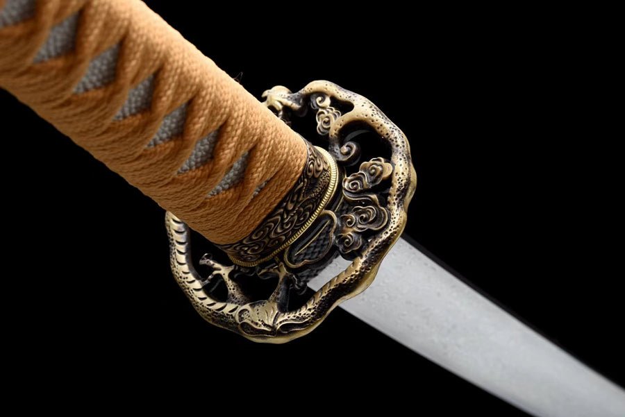 Katana Shenlong Damascus Folded Wood Saya 神龍 | KatanaSwordArt Katana For Sale