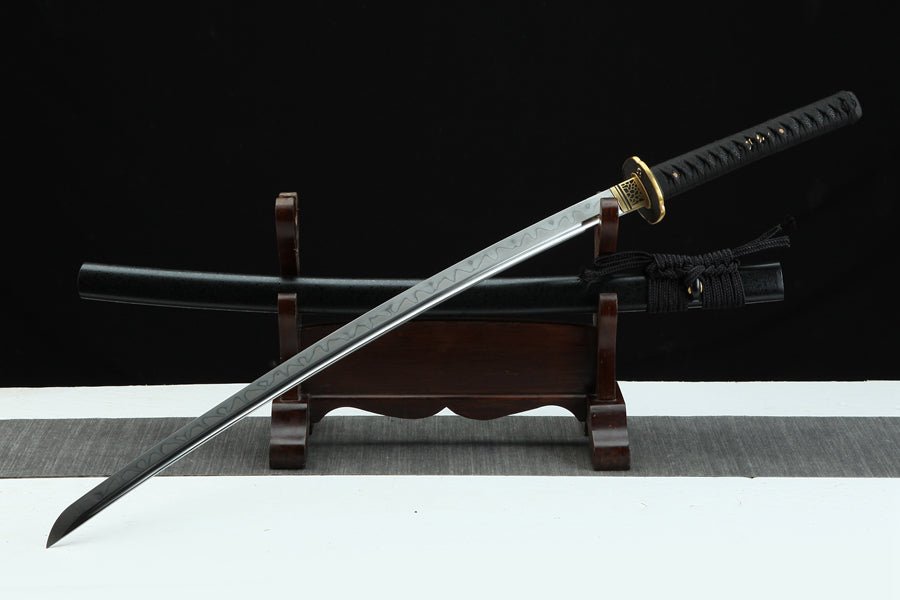 Katana Shuye T10 Clay Tempered Black Saya 樹葉 | KatanaSwordArt Katana For Sale