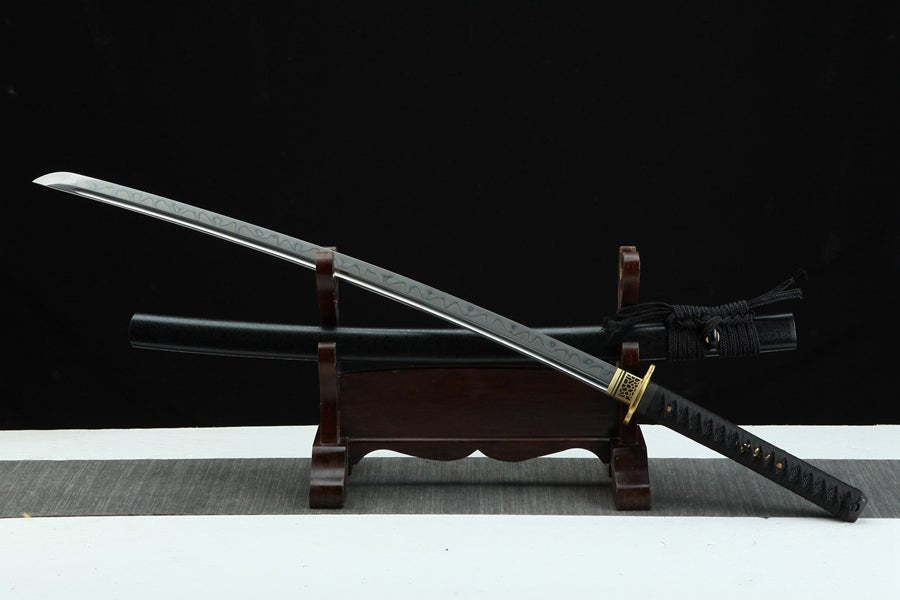 Katana Shuye T10 Clay Tempered Black Saya 樹葉 | KatanaSwordArt Katana For Sale