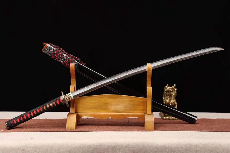 Katana Spear Dragon T10 Clay Tempered Black Saya 長槍 | KatanaSwordArt Katana For Sale 2025