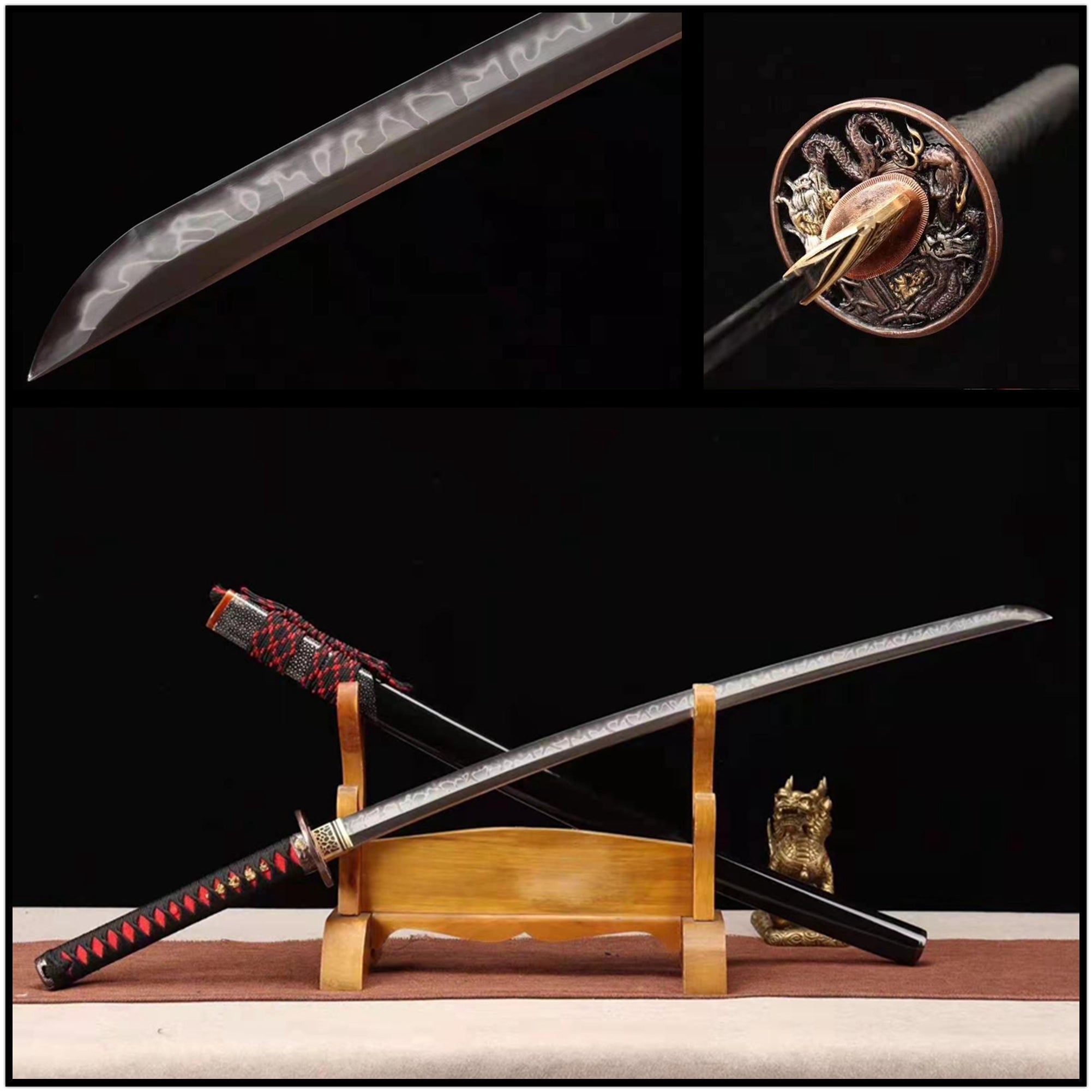Katana Spear Dragon T10 Clay Tempered Black Saya 長槍 | KatanaSwordArt Katana For Sale 2025