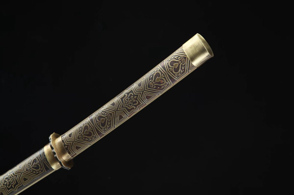 Katana Taoxin Damascus Steel Clay Tempered Brass Saya 桃心 | KatanaSwordArt Katana For Sale 2025