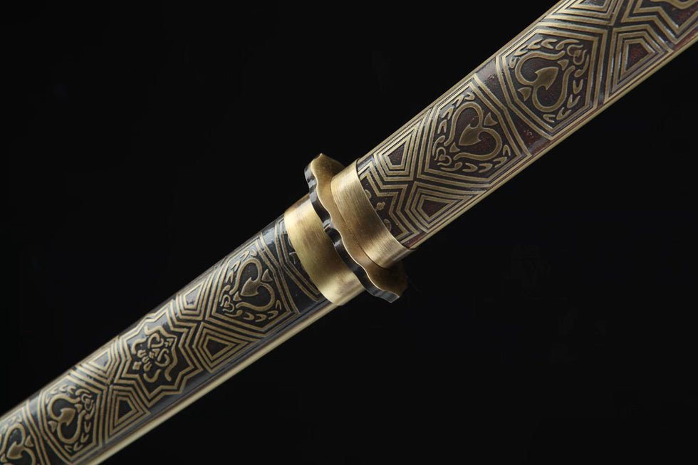 Katana Taoxin Damascus Steel Clay Tempered Brass Saya 桃心 | KatanaSwordArt Katana For Sale 2025