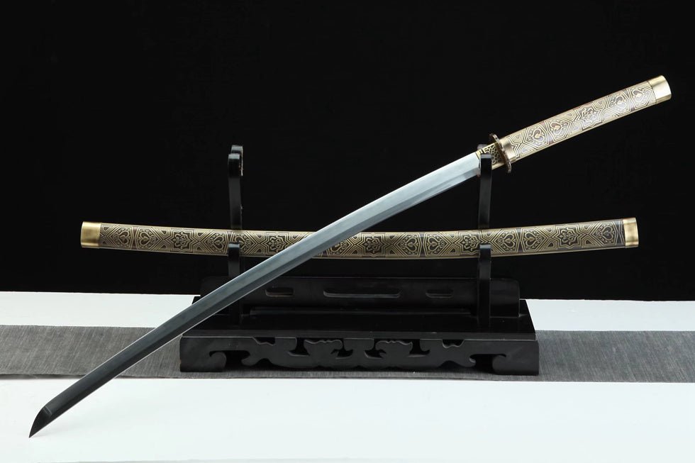 Katana Taoxin Damascus Steel Clay Tempered Brass Saya 桃心 | KatanaSwordArt Katana For Sale 2025