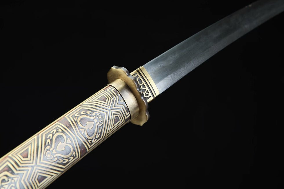 Katana Taoxin Damascus Steel Clay Tempered Brass Saya 桃心 | KatanaSwordArt Katana For Sale 2025