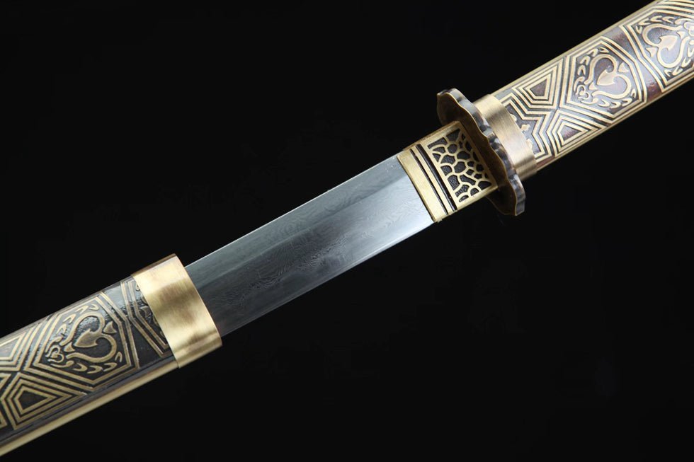 Katana Taoxin Damascus Steel Clay Tempered Brass Saya 桃心 | KatanaSwordArt Katana For Sale 2025