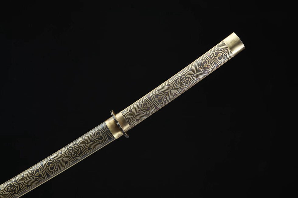 Katana Taoxin Damascus Steel Clay Tempered Brass Saya 桃心 | KatanaSwordArt Katana For Sale 2025