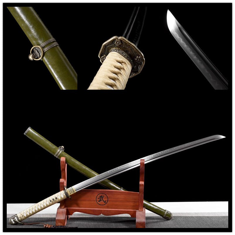 Katana Type 98 WW2 T10 Clay Tempered Green Saya 指揮 | KatanaSwordArt Katana For Sale
