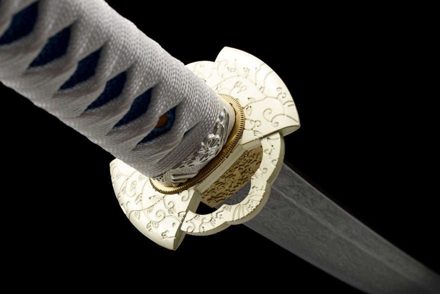 Katana White Damask Damascus Folded Steel White Saya 白綾 | KatanaSwordArt Katana For Sale 2025