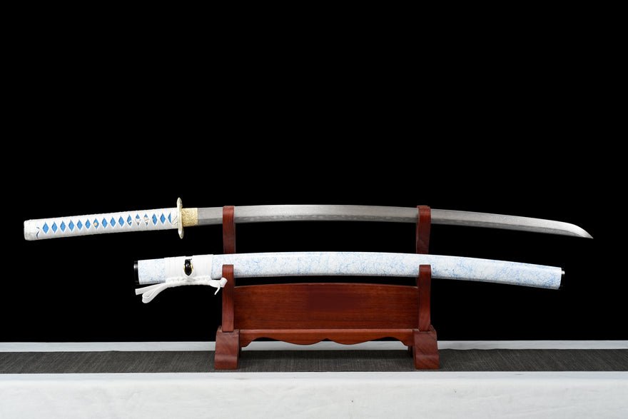 Katana White Damask Damascus Folded Steel White Saya 白綾 | KatanaSwordArt Katana For Sale 2025