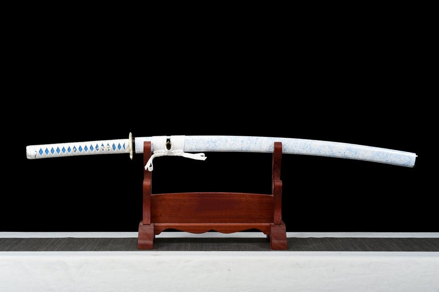 Katana White Damask Damascus Folded Steel White Saya 白綾 | KatanaSwordArt Katana For Sale 2025