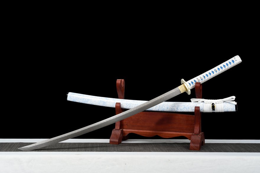 Katana White Damask Damascus Folded Steel White Saya 白綾 | KatanaSwordArt Katana For Sale 2025