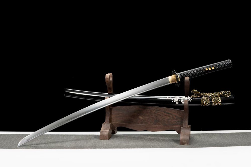 Katana White Rose Carbon Steel Black Saya 白玫瑰 | KatanaSwordArt Katana For Sale