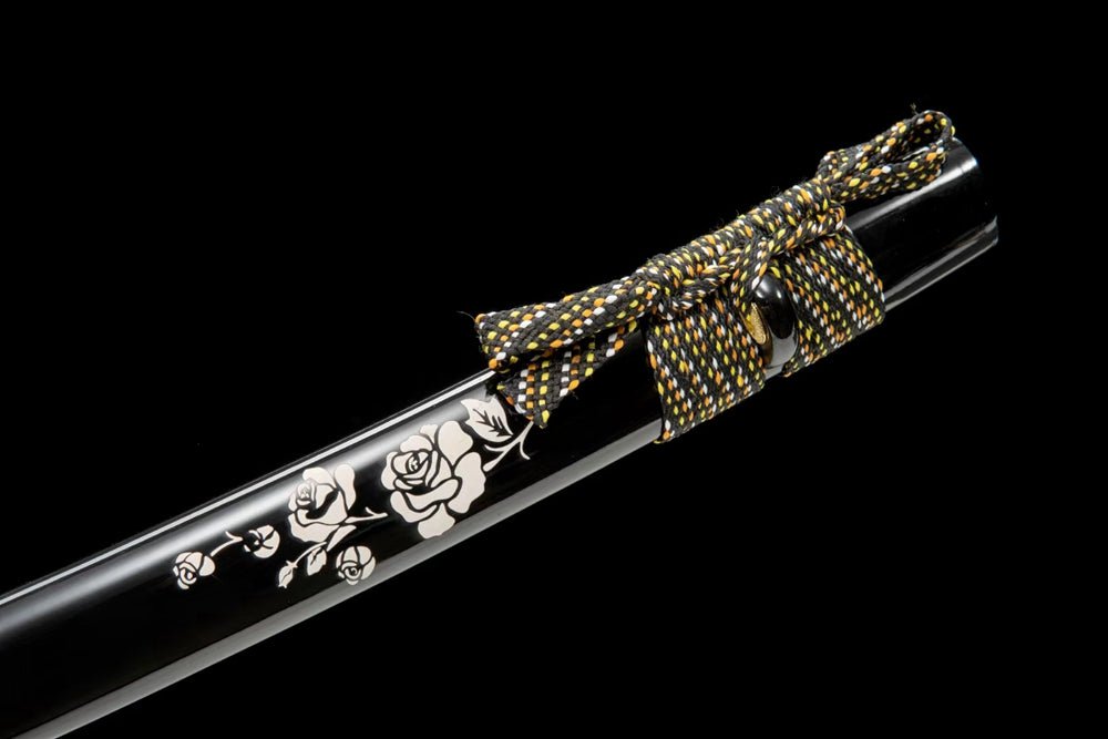 Katana White Rose Carbon Steel Black Saya 白玫瑰 | KatanaSwordArt Katana For Sale