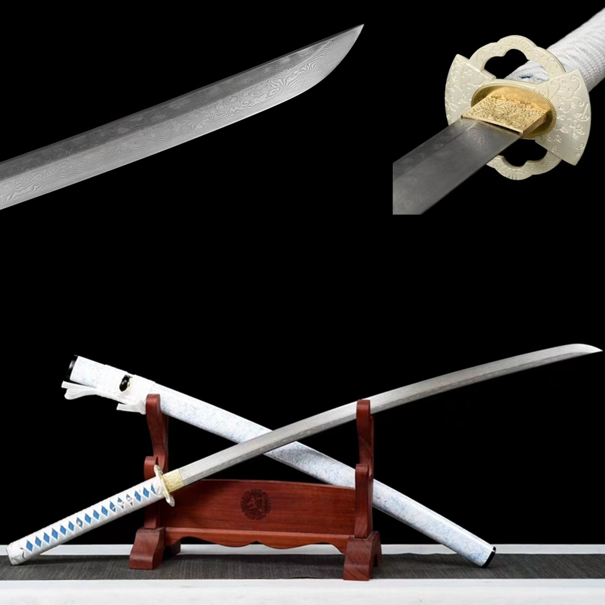 Katana Yeyu Damascus Folded White 夜羽 | KatanaSwordArt Katana For Sale 2025
