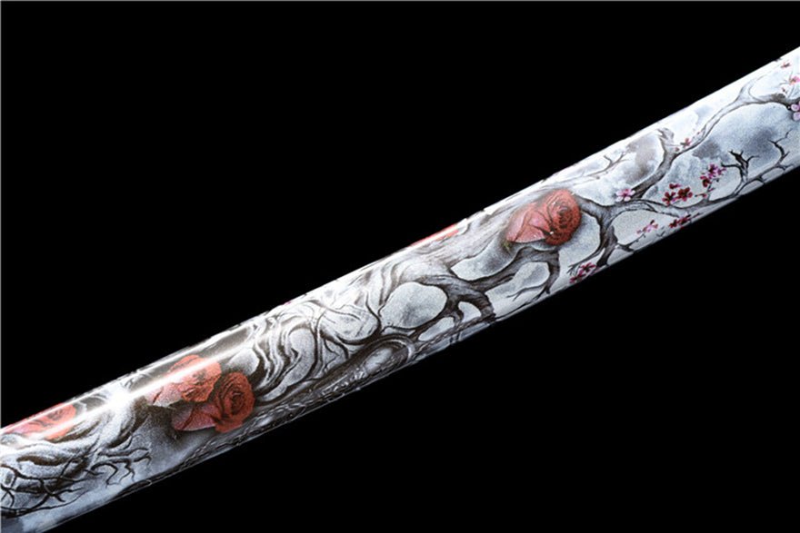 Katana Yingxue Damascus Folded Clay Tempered Red Blade 映雪 | KatanaSwordArt Katana For Sale 2025