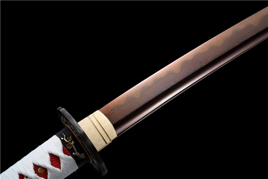 Katana Yingxue Damascus Folded Clay Tempered Red Blade 映雪 | KatanaSwordArt Katana For Sale 2025