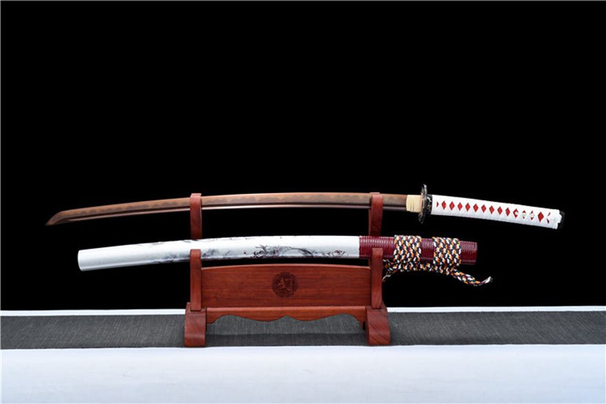 Katana Yingxue Damascus Folded Clay Tempered Red Blade 映雪 | KatanaSwordArt Katana For Sale 2025
