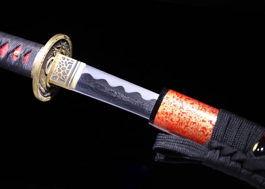 Katana Yuanqie Damascus Folded Orange Saya 沅切 | KatanaSwordArt Katana For Sale 2025