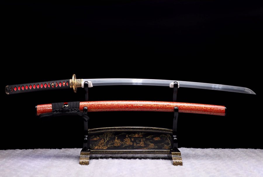 Katana Yuanqie Damascus Folded Orange Saya 沅切 | KatanaSwordArt Katana For Sale 2025