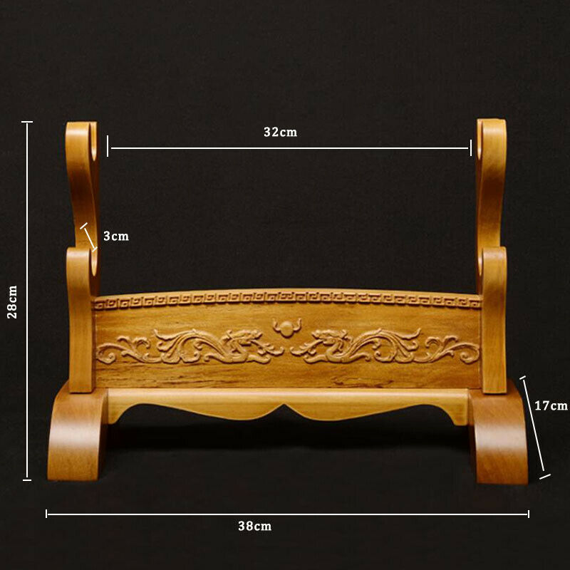 Sword Stand Double Dragon Carving Theme Double Layer Rack Base | KatanaSwordArt Sword Stand For Sale 2025