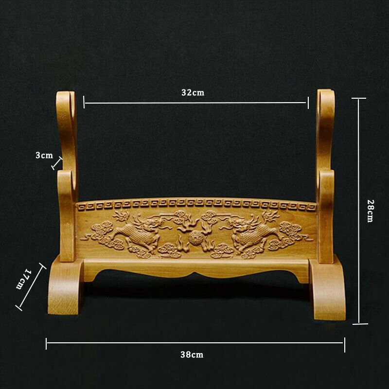 Sword Stand Double Kirin Carving Theme Double Layer Rack Base | KatanaSwordArt Sword Stand For Sale 2025