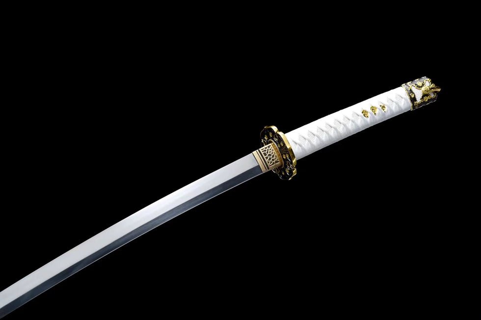Tachi Sword Jinyin Spring Steel White Tsuka Ito 金櫻 | KatanaSwordArt Katana For Sale