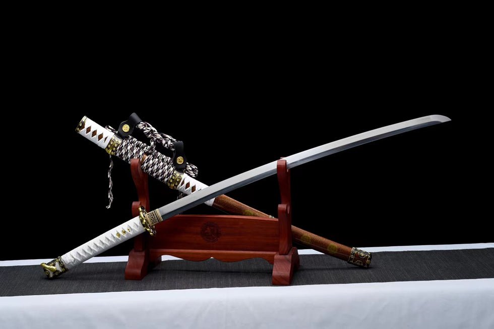 Tachi Sword Jinyin Spring Steel White Tsuka Ito 金櫻 | KatanaSwordArt Katana For Sale