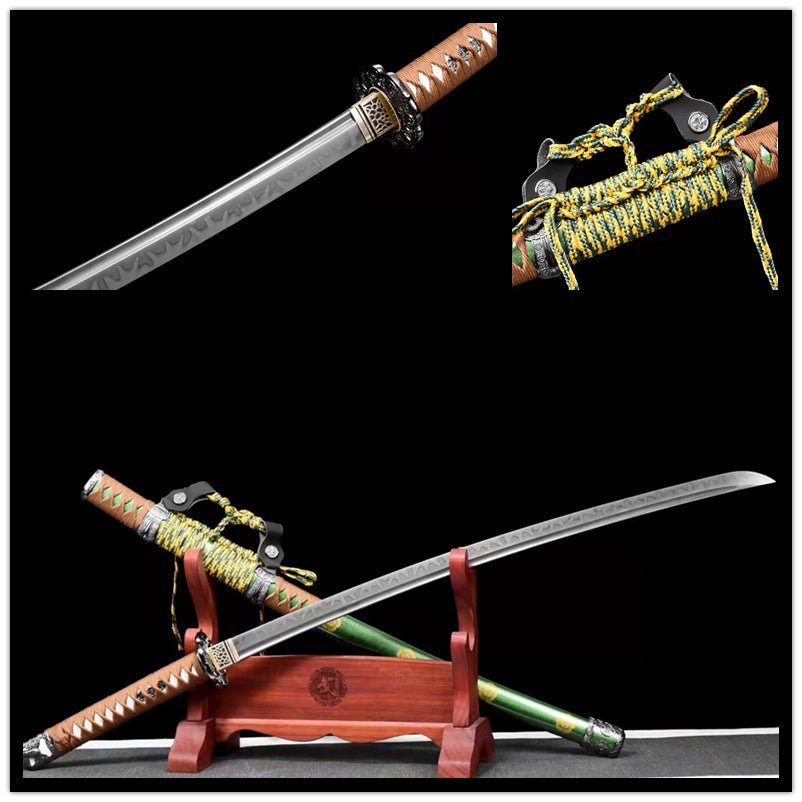 Tachi Sword Liushengye T10 Clay Tempered Green Saya 柳生 | KatanaSwordArt Katana For Sale 2025