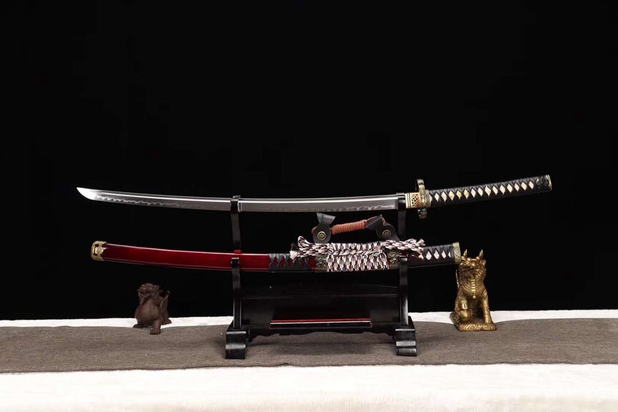 Tachi Sword Red Hongshi Clay Tempered Red Saya 紅獅 | KatanaSwordArt Katana For Sale