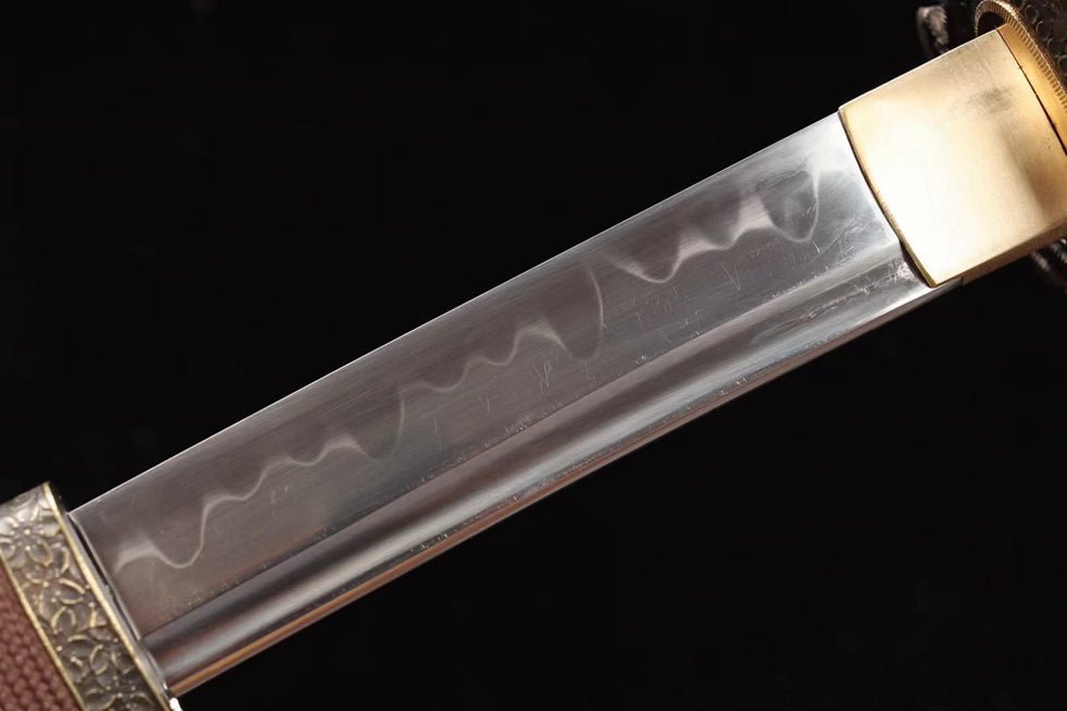 Tachi Sword Xinchang T10 Clay Tempered Yellow Saya 信長 | KatanaSwordArt Katana For Sale