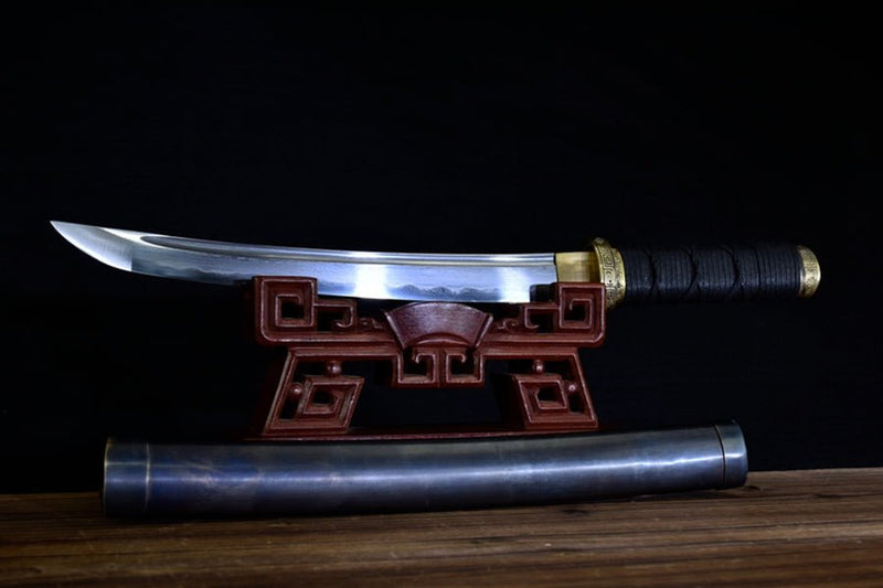 Tanto Sword Tong Damascus Folded Clay Tempered 短銅 For Sale | KatanaSwordArt Japanese Katana