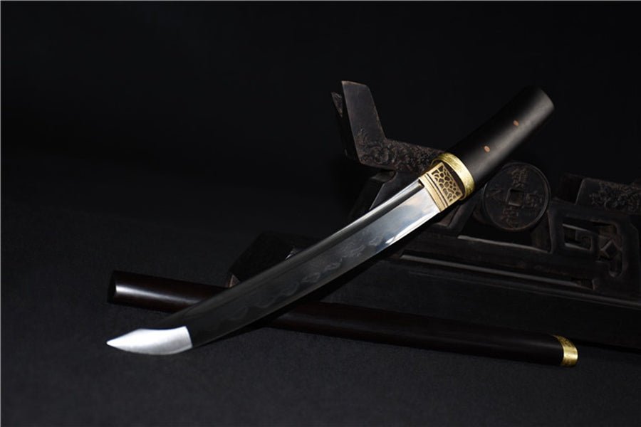 Tanto Sword Wan Damascus Folded Clay Tempered 短黑檀 | KatanaSwordArt Tanto For Sale 2025