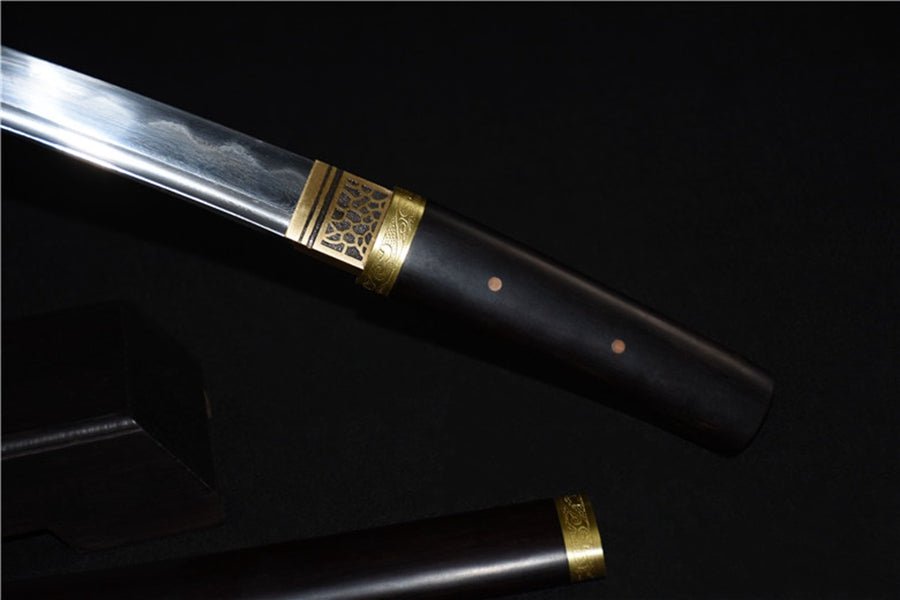 Tanto Sword Wan Damascus Folded Clay Tempered 短黑檀 | KatanaSwordArt Tanto For Sale 2025
